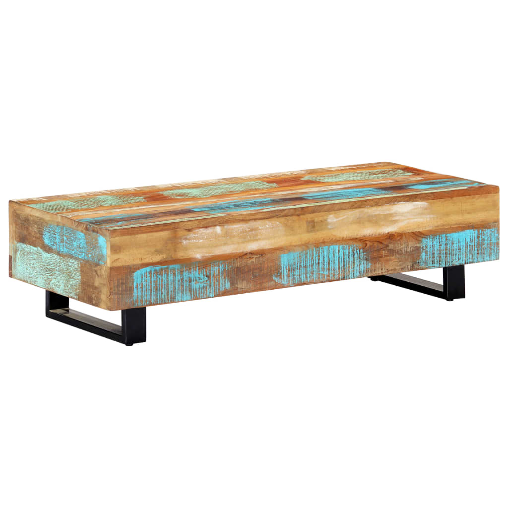 Coffee Table 120x50x30 cm Solid Reclaimed Wood and Steel at Willow and Wine