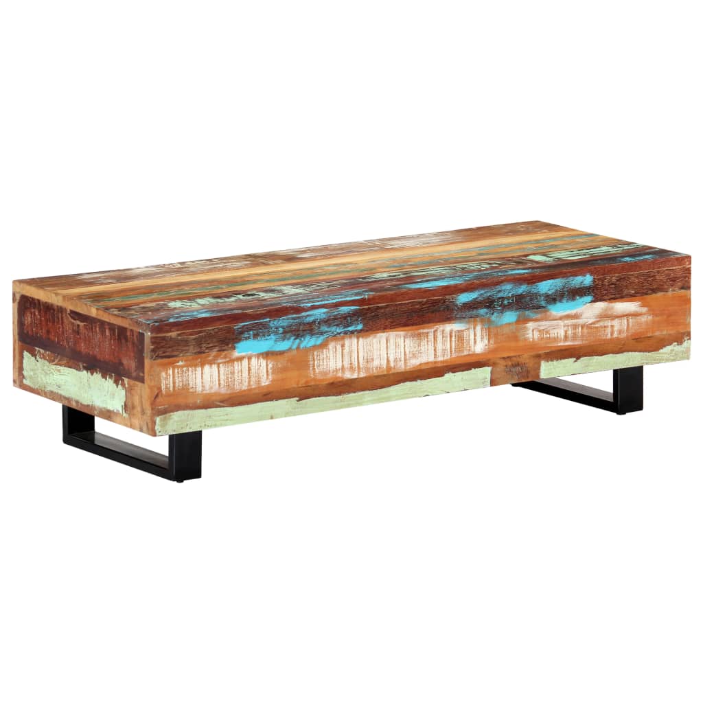 Coffee Table 120x50x30 cm Solid Reclaimed Wood and Steel at Willow and Wine