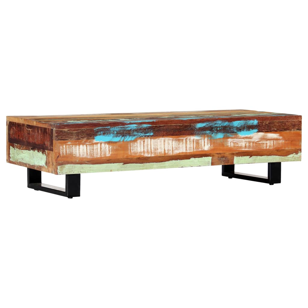 Coffee Table 120x50x30 cm Solid Reclaimed Wood and Steel at Willow and Wine