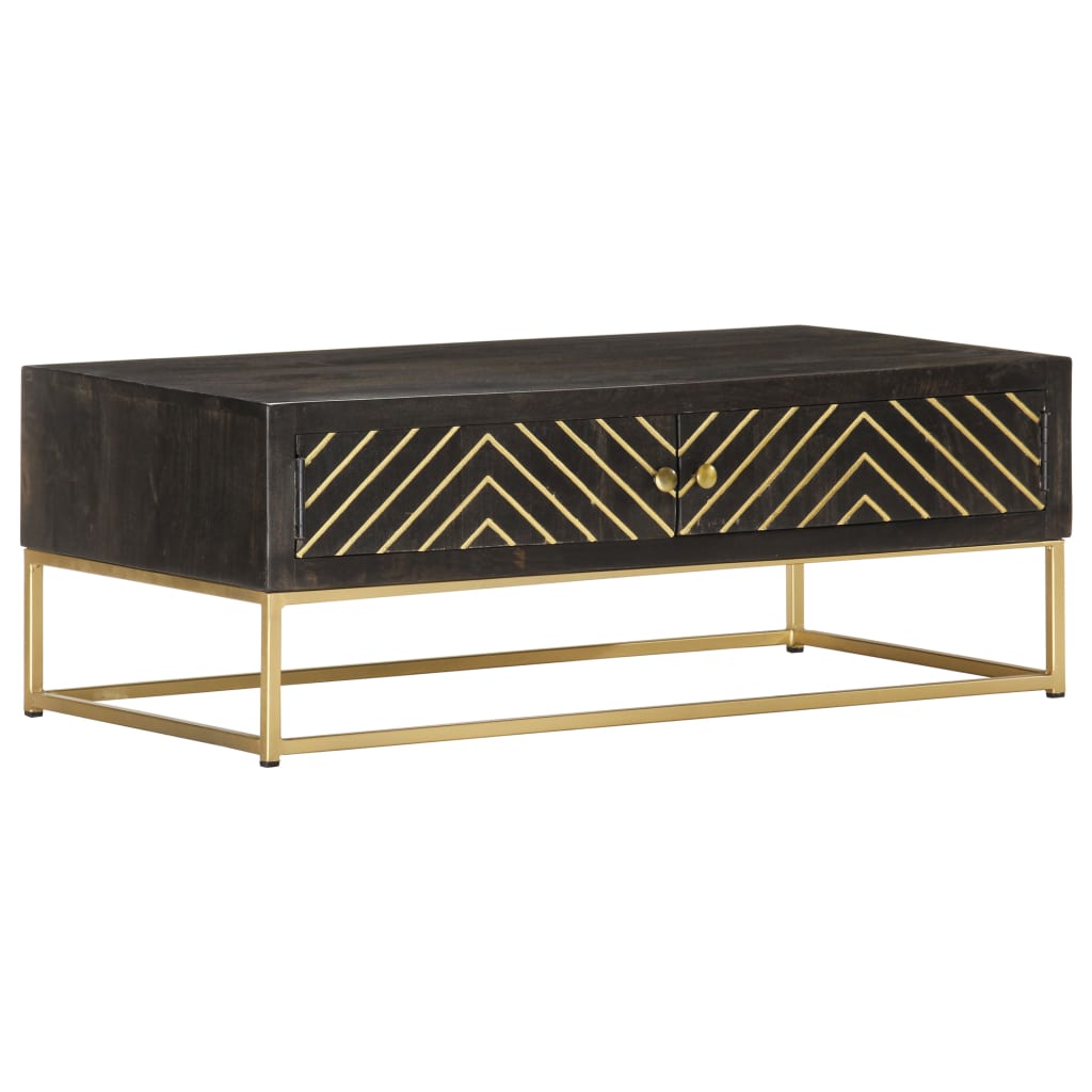 Coffee Table Black and Gold 90x50x35 cm Solid Mango Wood at Willow and Wine