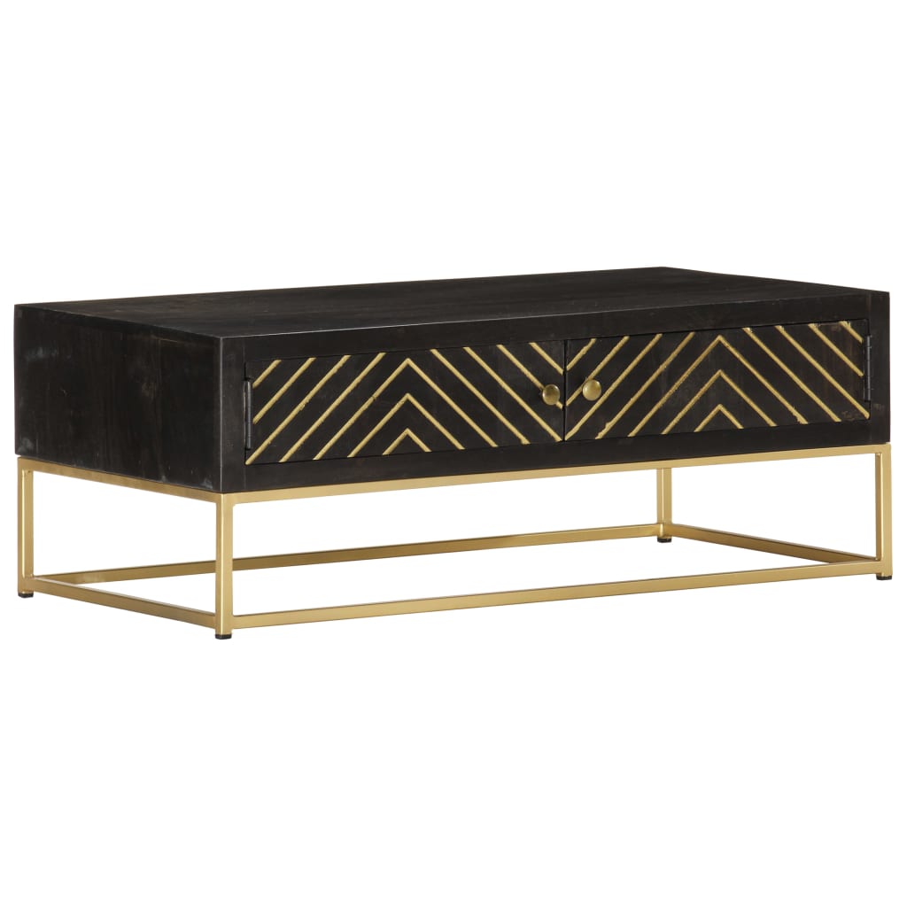 Coffee Table Black and Gold 90x50x35 cm Solid Mango Wood at Willow and Wine