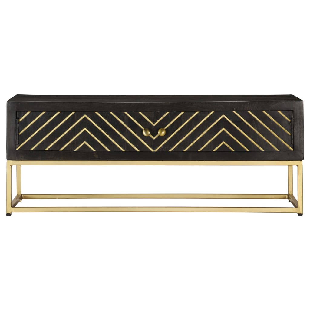 Coffee Table Black and Gold 90x50x35 cm Solid Mango Wood at Willow and Wine