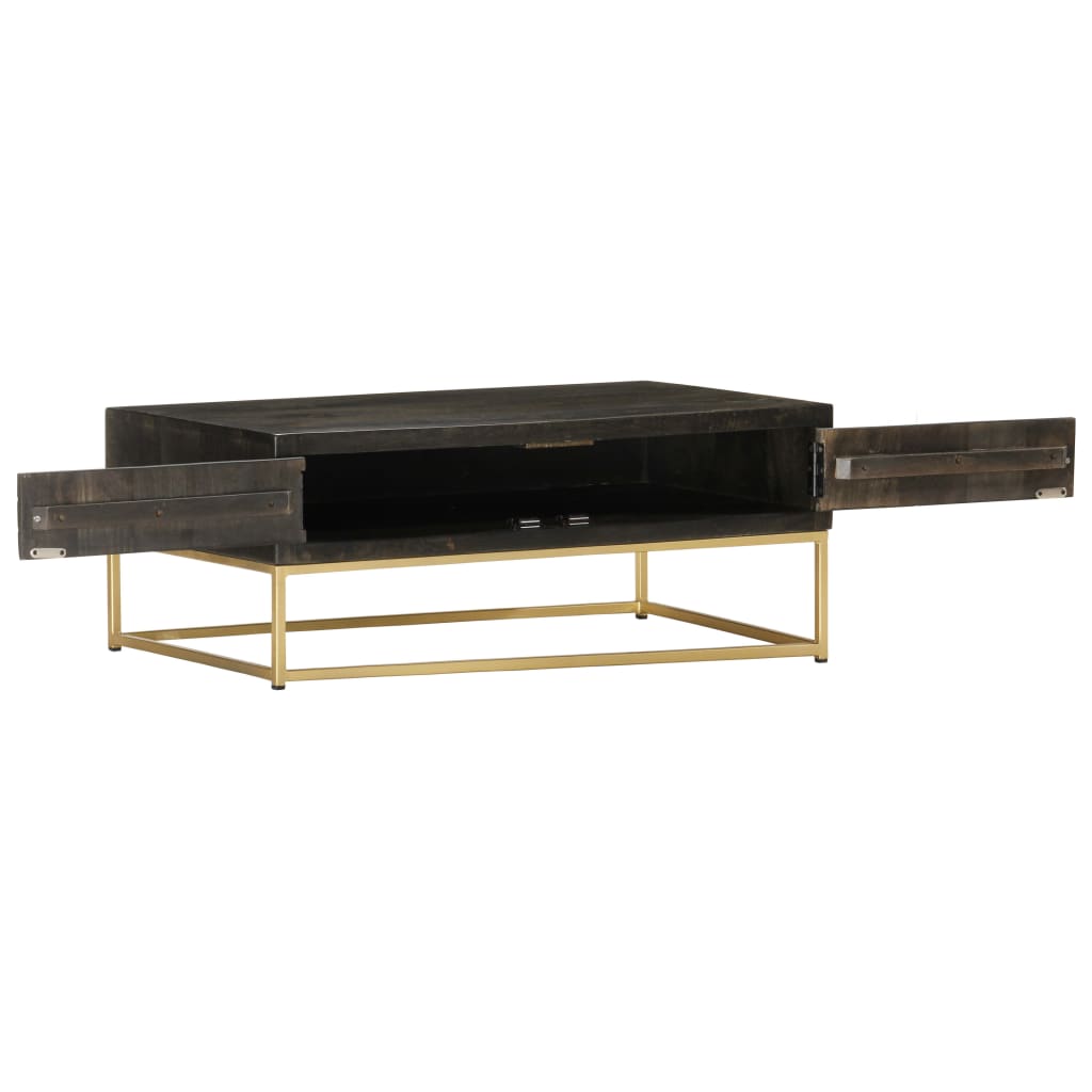 Coffee Table Black and Gold 90x50x35 cm Solid Mango Wood at Willow and Wine