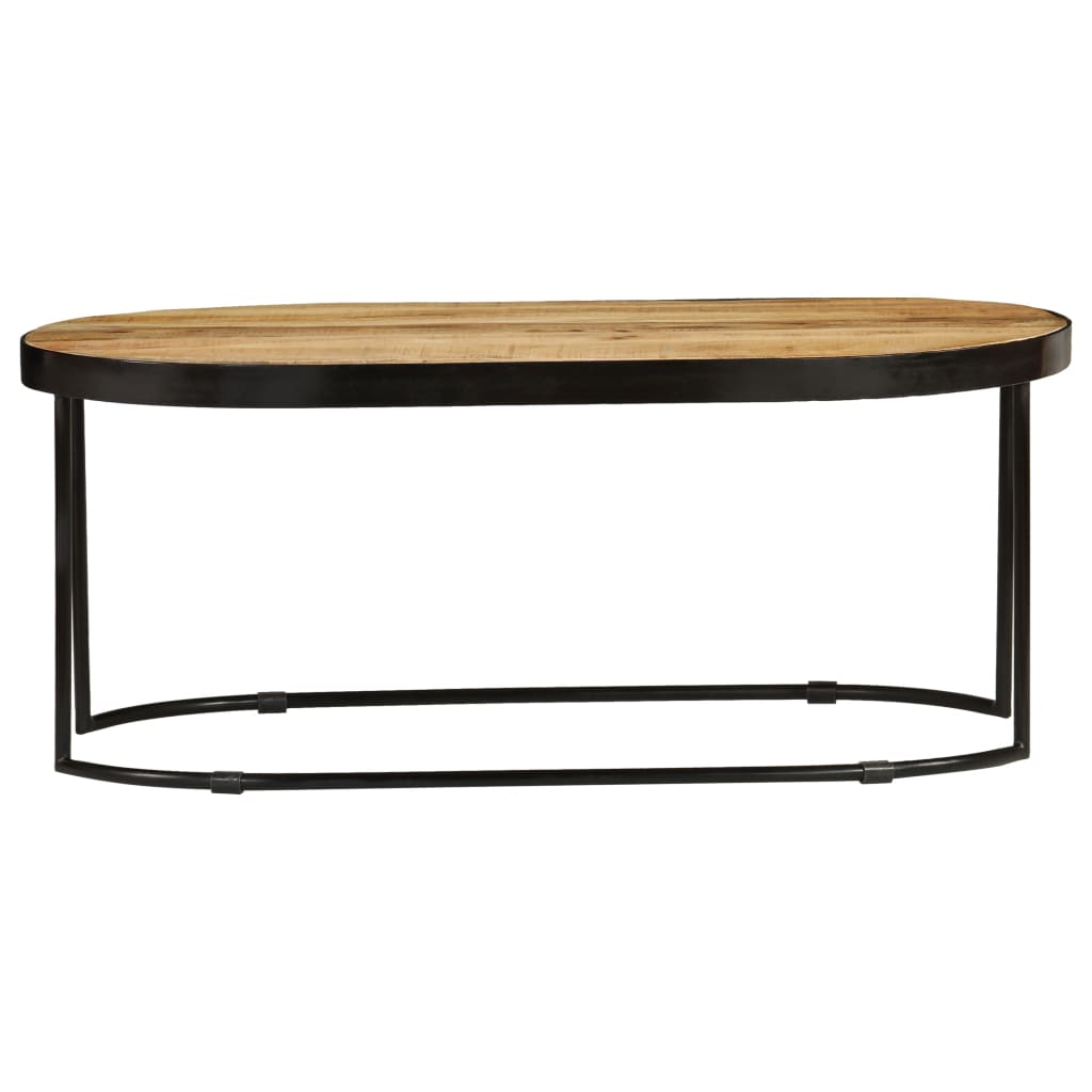 Coffee Table Oval Solid Rough Mango Wood and Steel 100 cm Willow and Wine