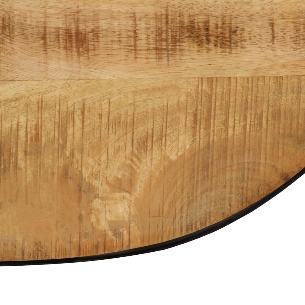 Coffee Table Oval Solid Rough Mango Wood and Steel 100 cm Willow and Wine