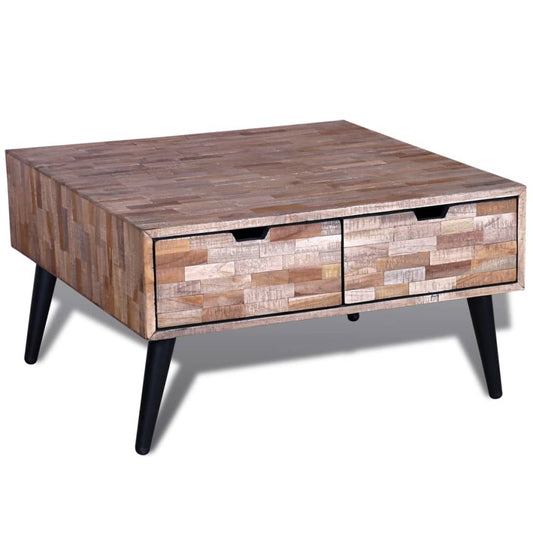 Coffee Table with 4 Drawers Reclaimed Teak Wood Willow and Wine