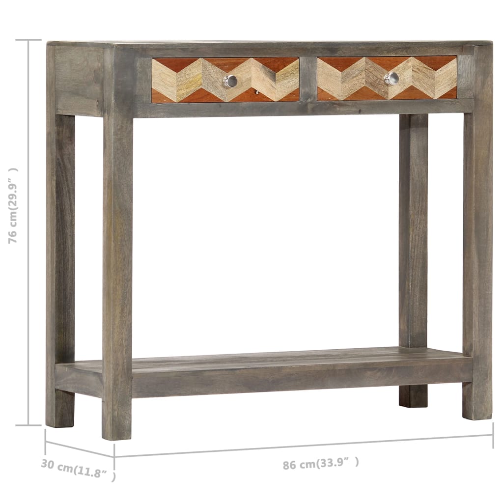 Console Table Grey 86x30x76 cm Solid Mango Wood at Willow and Wine