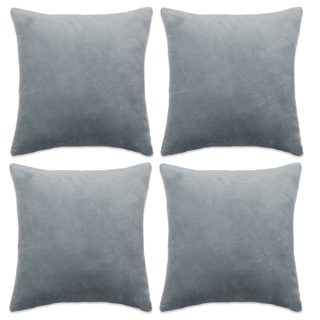 Cushion Covers 4 pcs Velour 40x40 cm Grey at Willow and Wine