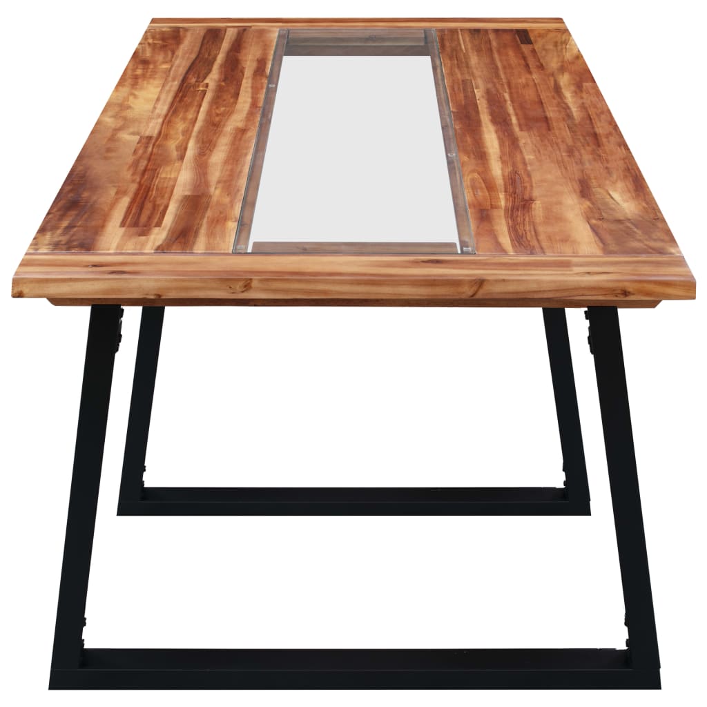 Dining Table 180x90x75 cm Solid Acacia Wood and Glass at Willow and Wine