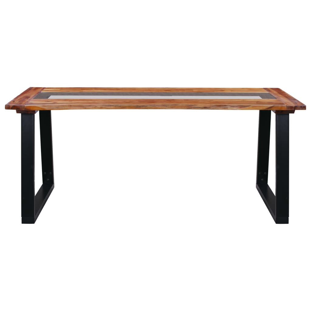 Dining Table 180x90x75 cm Solid Acacia Wood and Glass at Willow and Wine