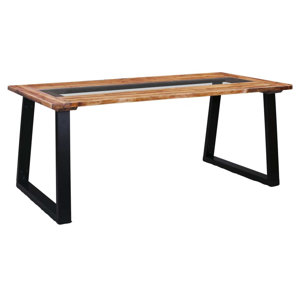 Dining Table 180x90x75 cm Solid Acacia Wood and Glass at Willow and Wine