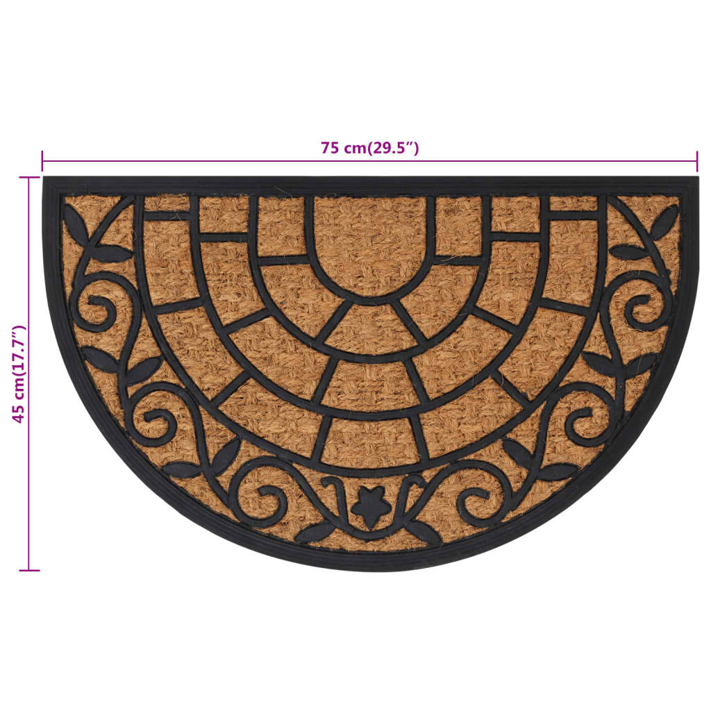 Door Mat Half Round 45x75 cm Rubber and Coir Willow and Wine