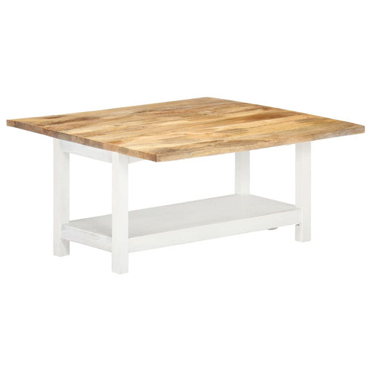 Extendable Coffee Table White 90x(45-90)x45 cm Solid Mango Wood at Willow and Wine