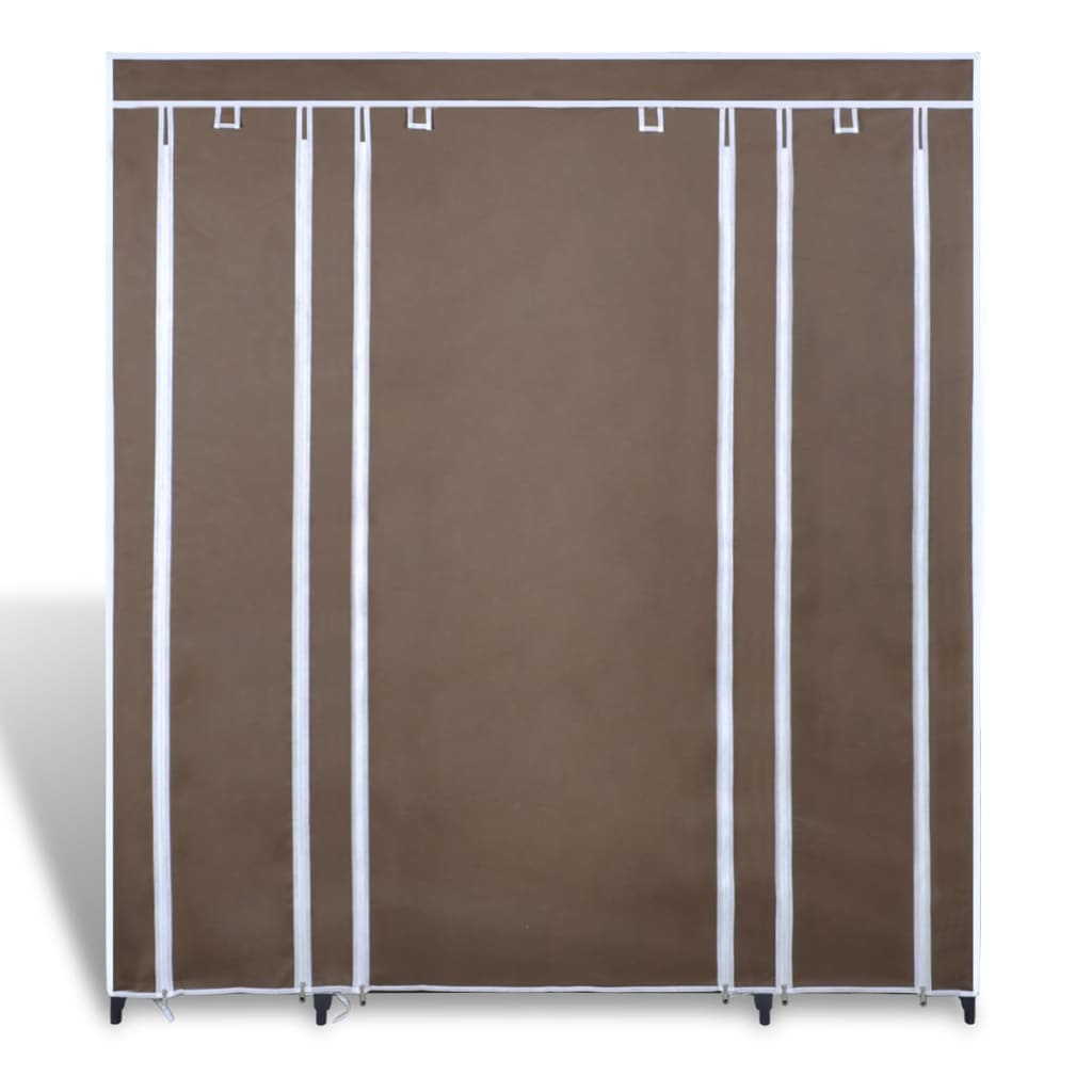 Fabric Wardrobe with Compartments and Rods 45x150x176 cm Brown at Willow and Wine