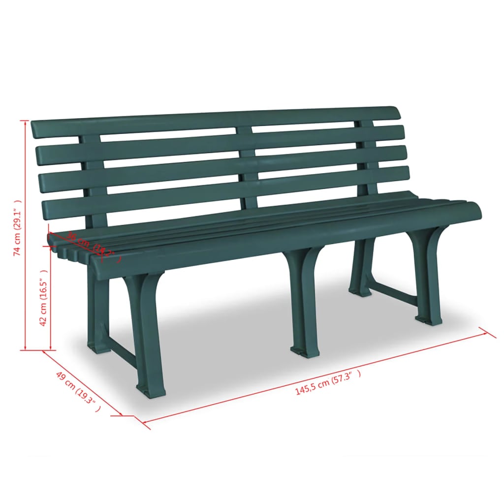 Garden Bench 145.5 cm Plastic Green at Willow and Wine