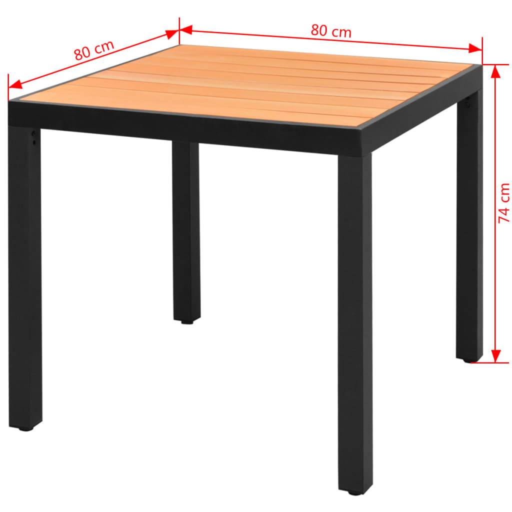 Garden Table Brown 80x80x74 cm Aluminium and WPC at Willow and Wine