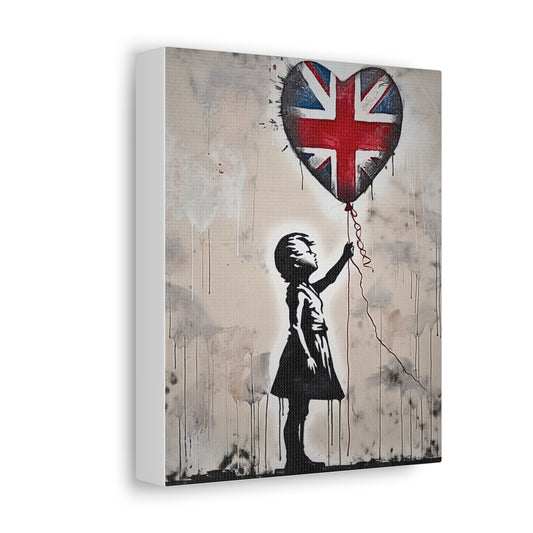 girl-with-a-balloon-with-a-union-jack-twist-satin-canvas-stretchedat Willow and Wine!