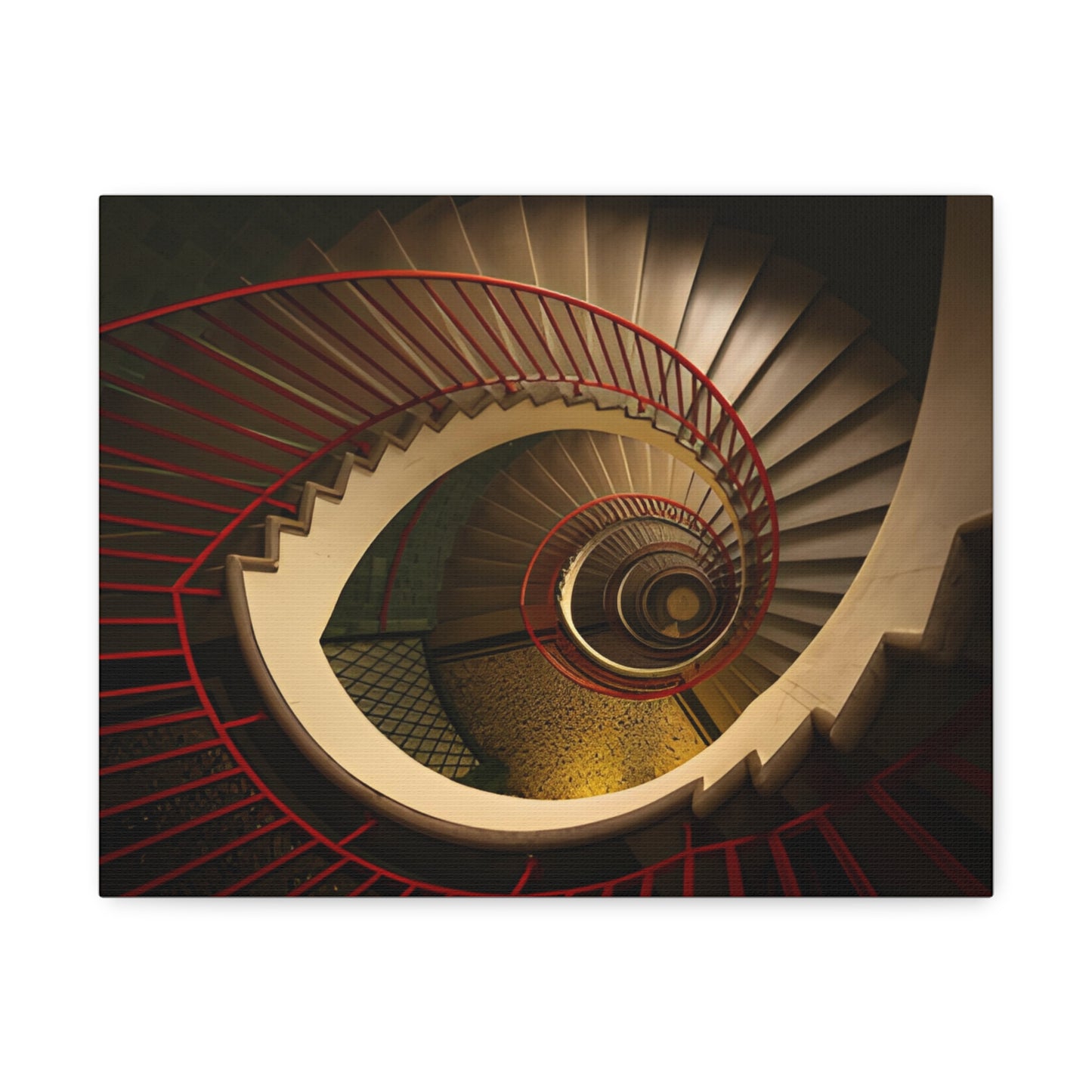 helicopter-view-of-a-spiral-staircase-satin-canvas-stretchedat Willow and Wine!