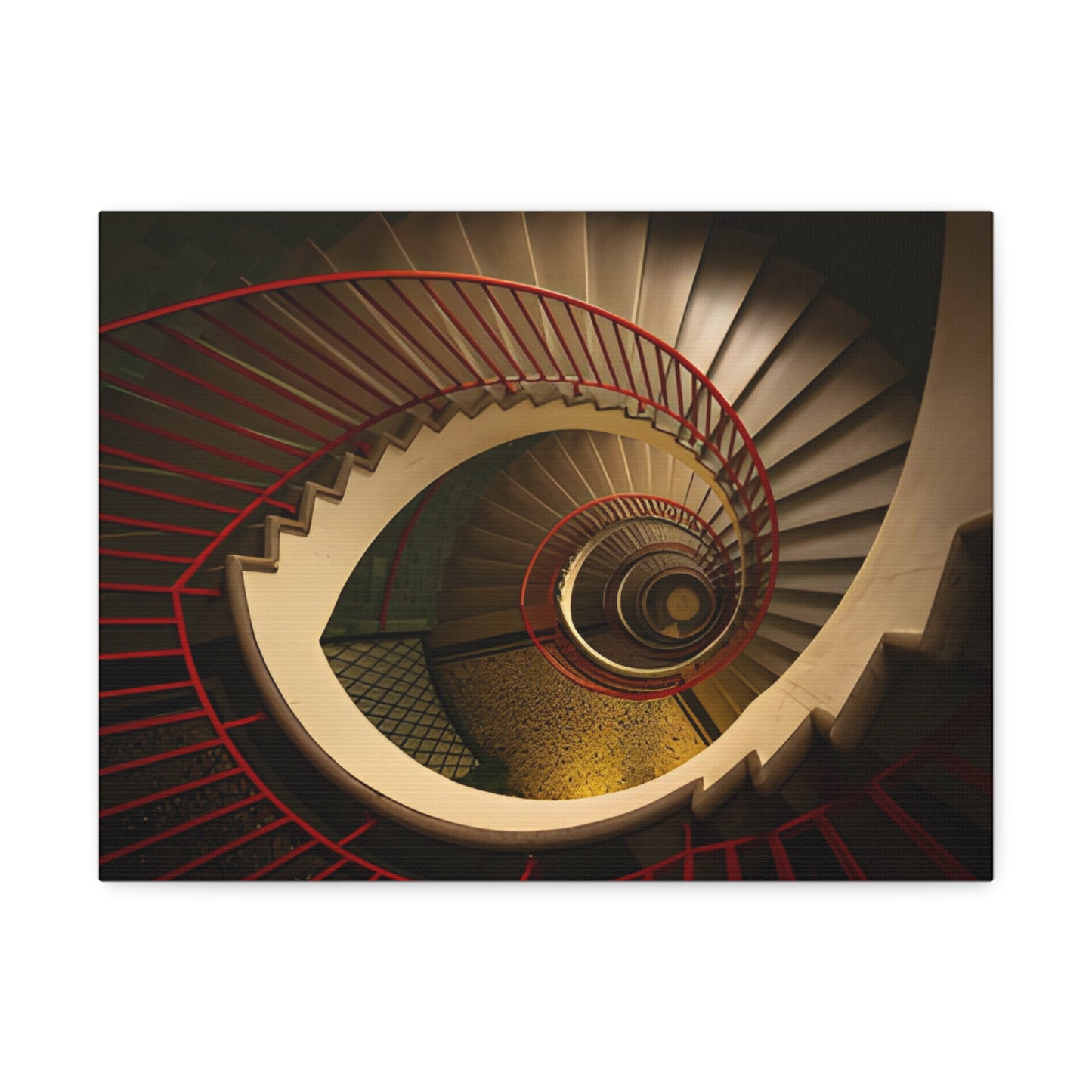 helicopter-view-of-a-spiral-staircase-satin-canvas-stretchedat Willow and Wine!