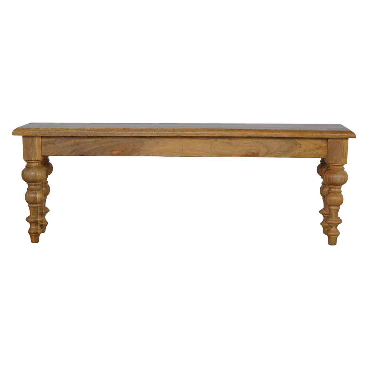 Solid Wood Bench with Turned Feet