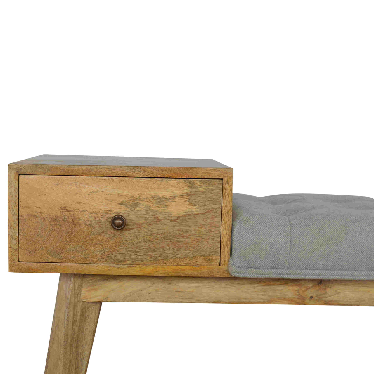 Grey Tweed Bench with 1 Drawer