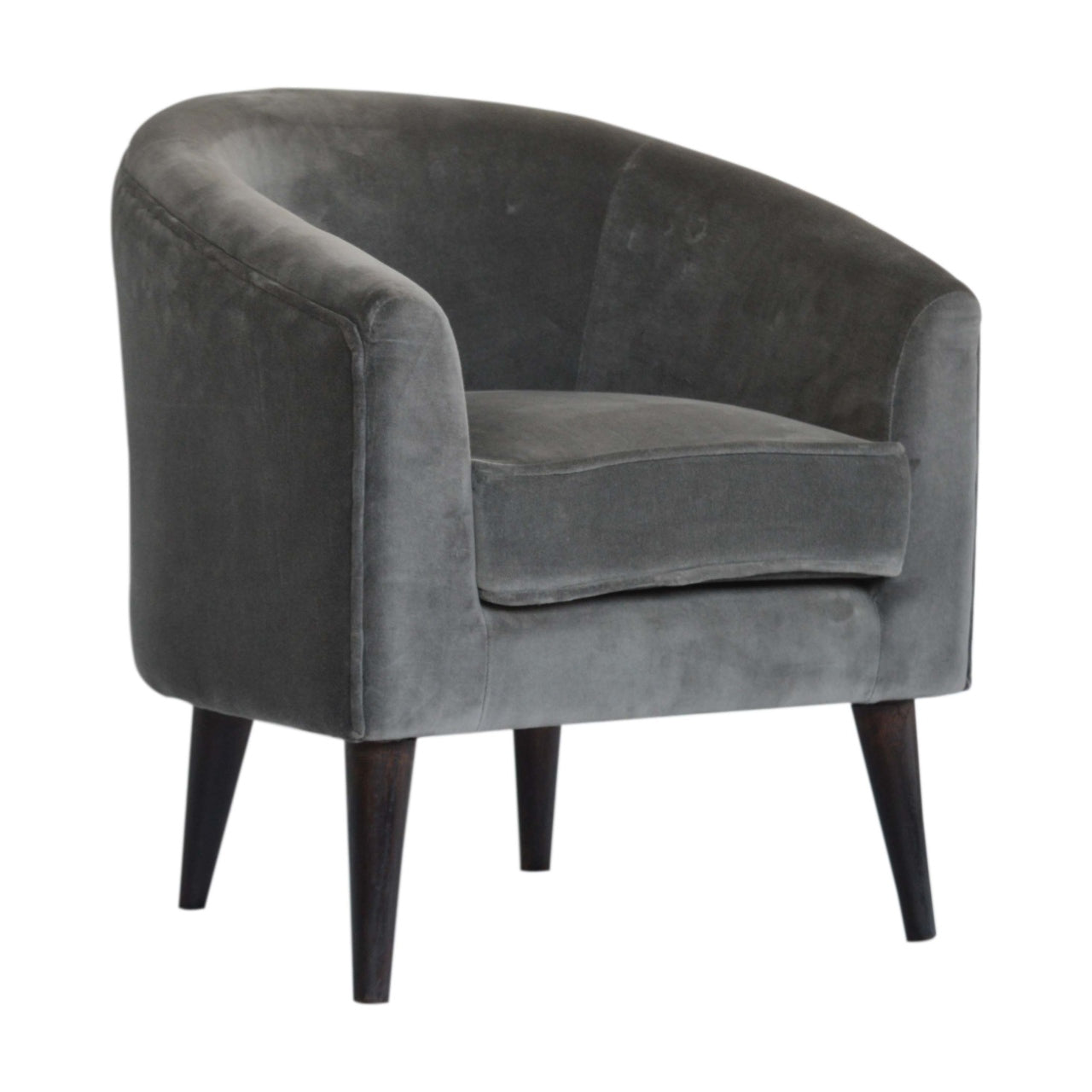 Grey Velvet Nordic Style Armchair