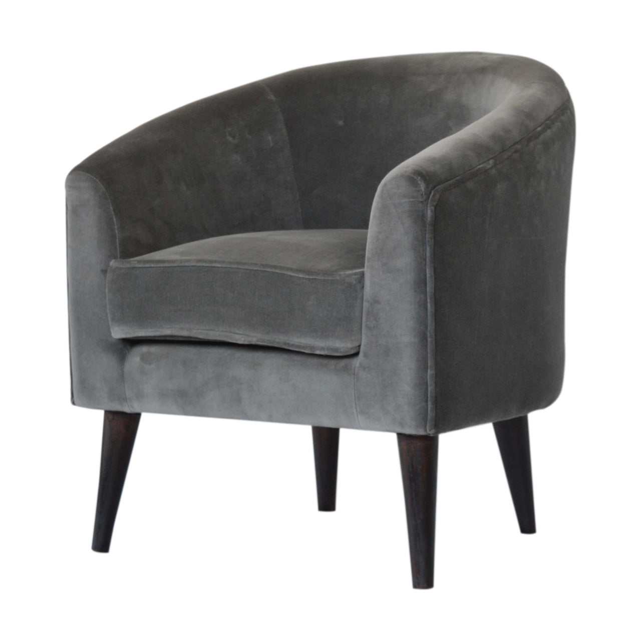 Grey Velvet Nordic Style Armchair