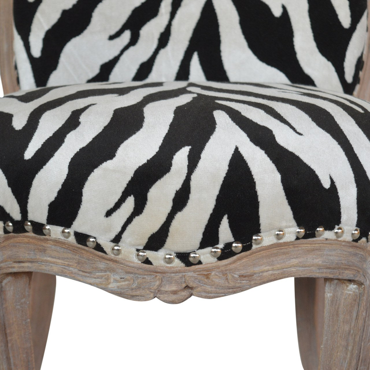 Zebra Printed Studded Chair