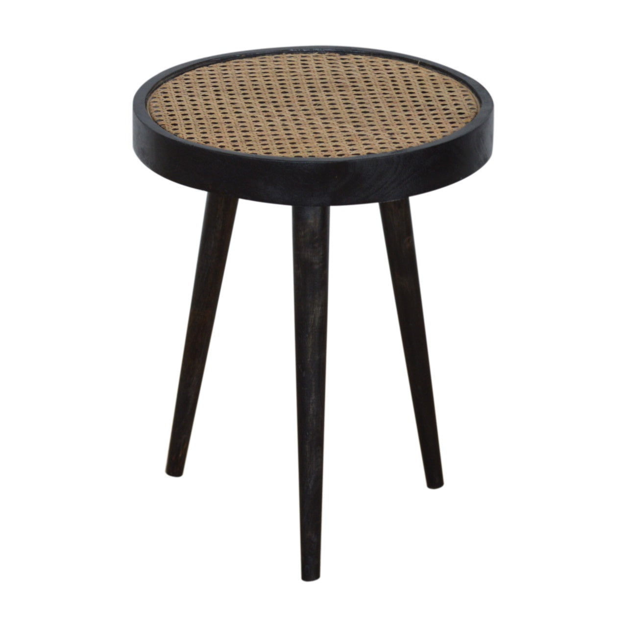 carbon-black-rattan-end-tableat Willow and Wine!