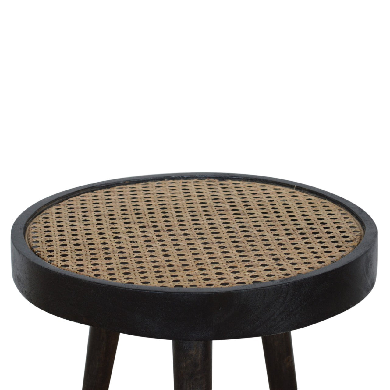 carbon-black-rattan-end-tableat Willow and Wine!