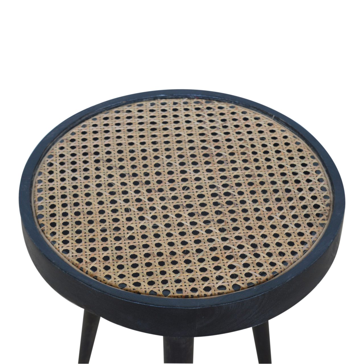 carbon-black-rattan-end-tableat Willow and Wine!