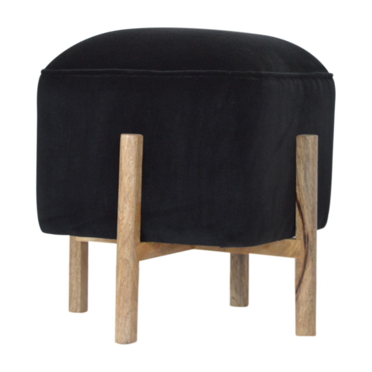 black-velvet-solid-wood-footstoolat Willow and Wine!