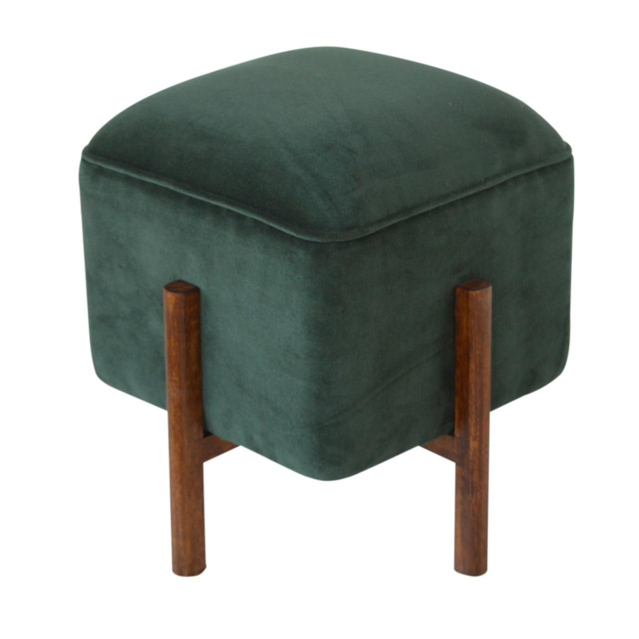 Emerald Velvet Solid Wood Footstool