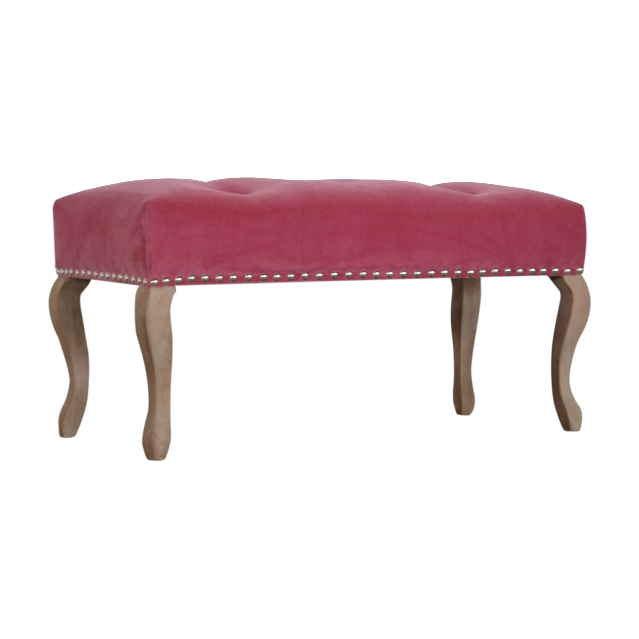 French Style Pink Velvet Bench