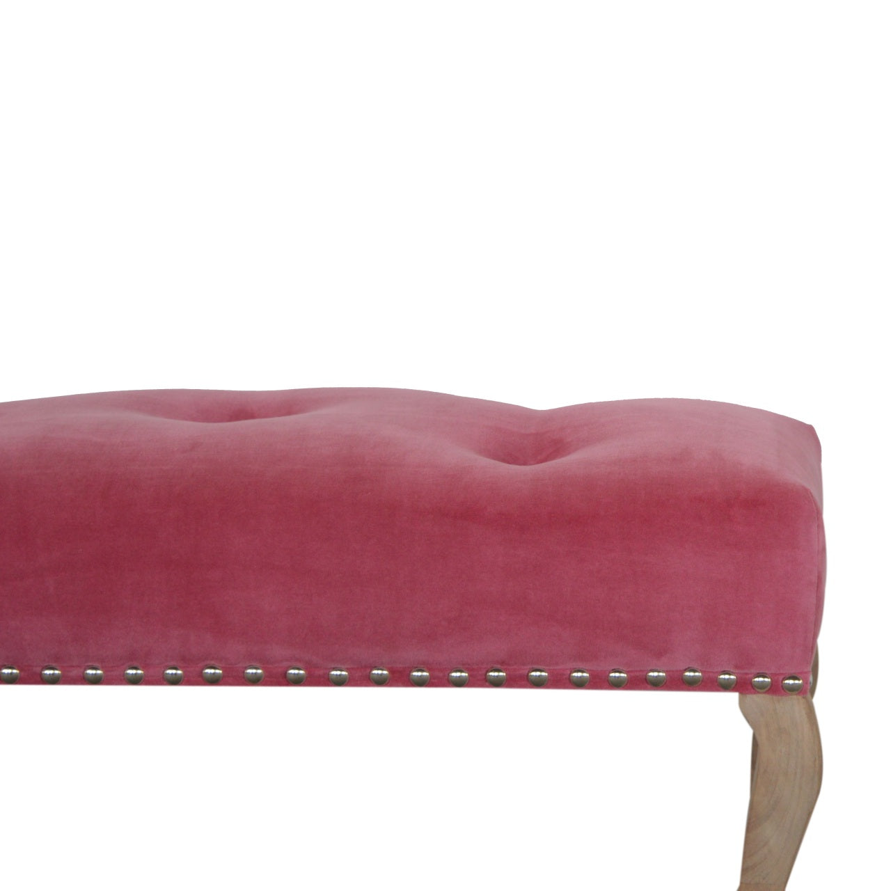 French Style Pink Velvet Bench