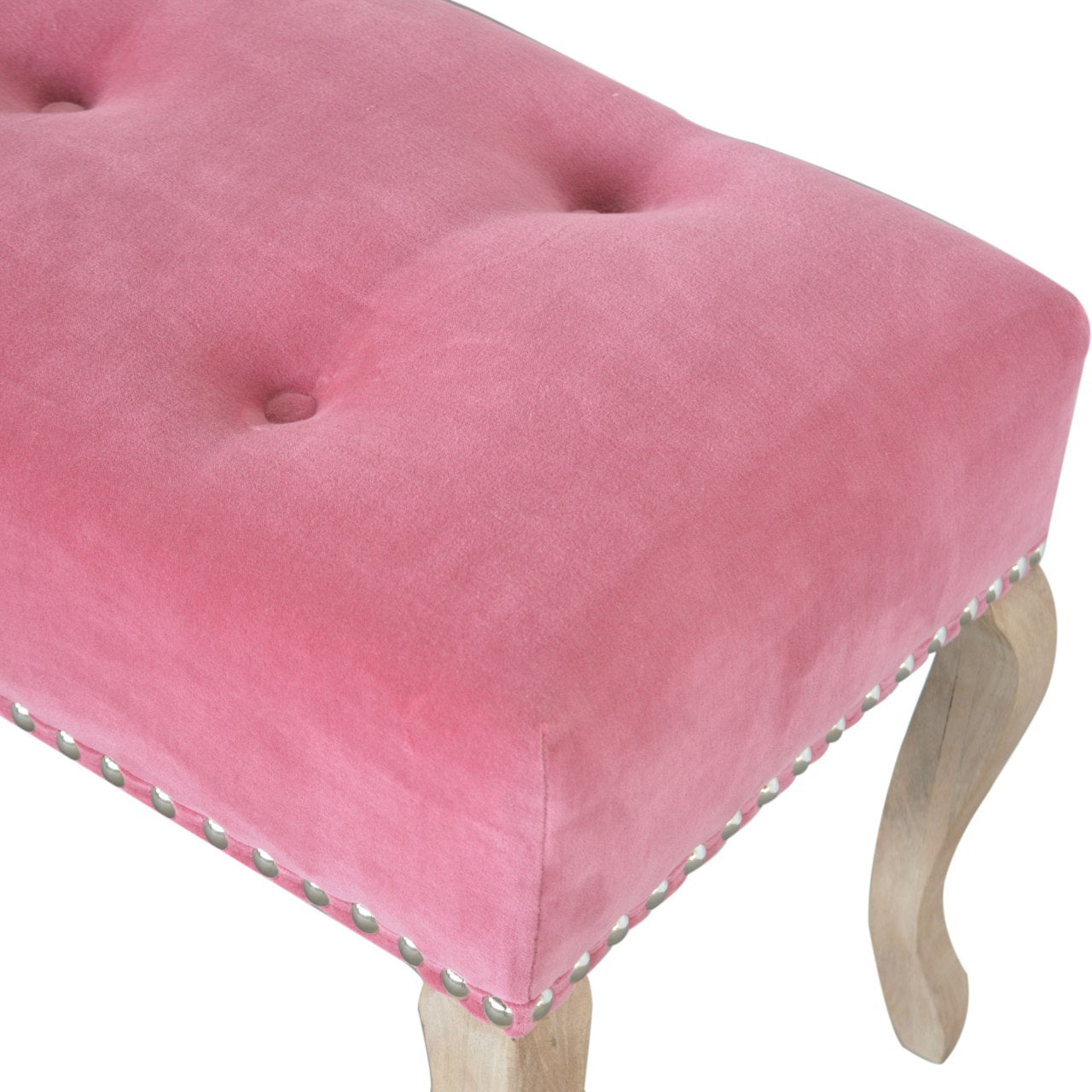 French Style Pink Velvet Bench