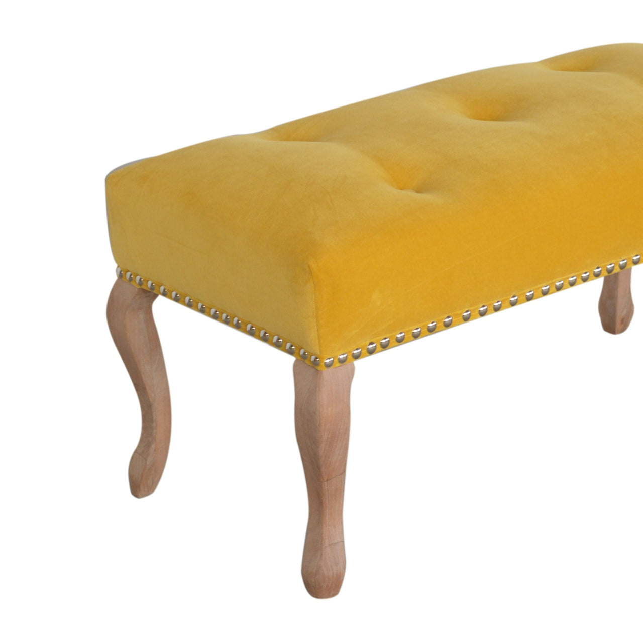 French Style Mustard Velvet Bench