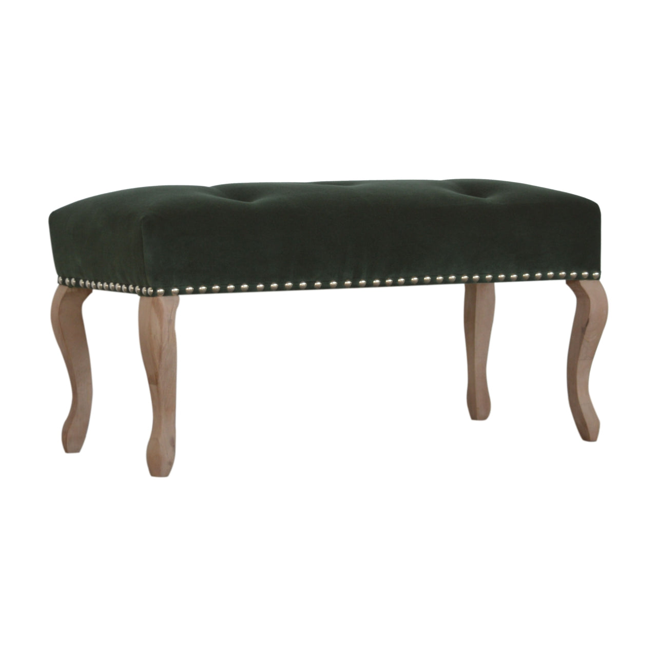 French Style Emerald Velvet Bench