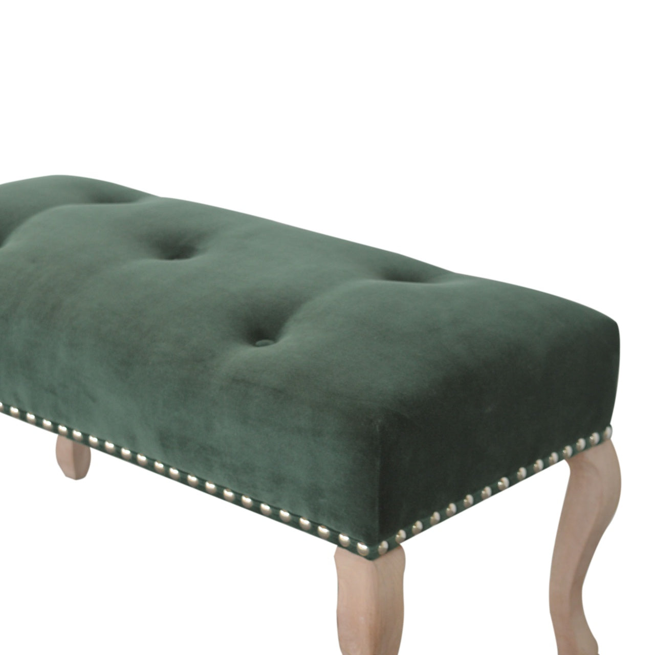 French Style Emerald Velvet Bench