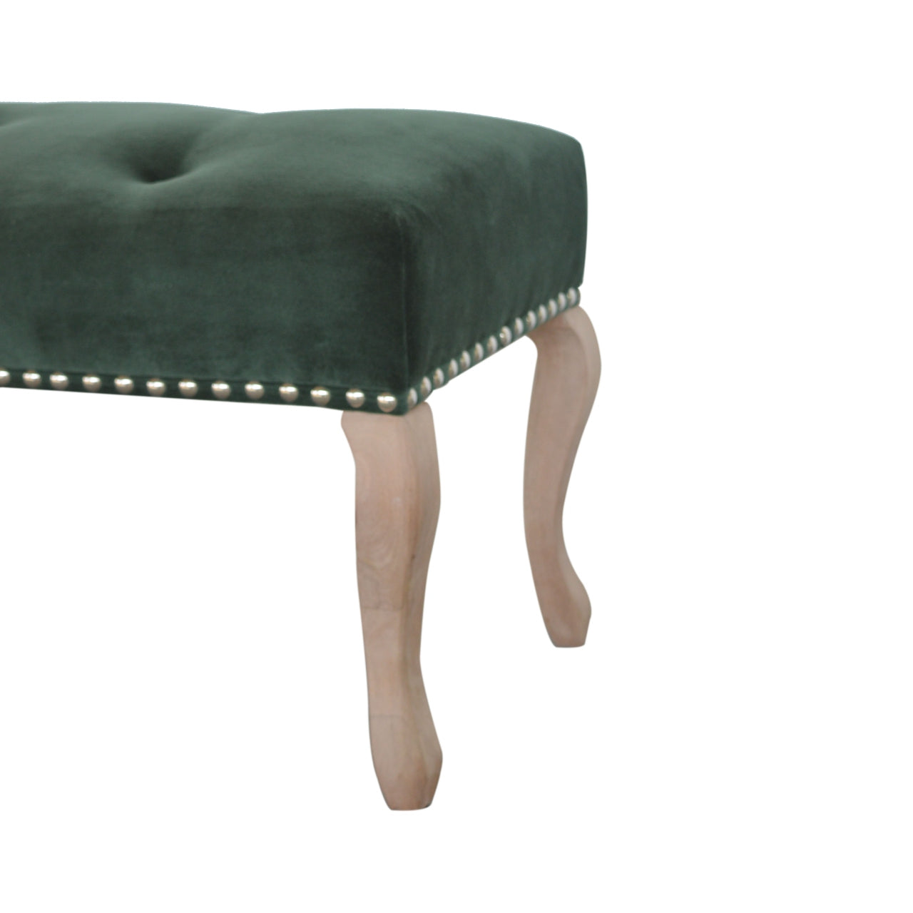 French Style Emerald Velvet Bench