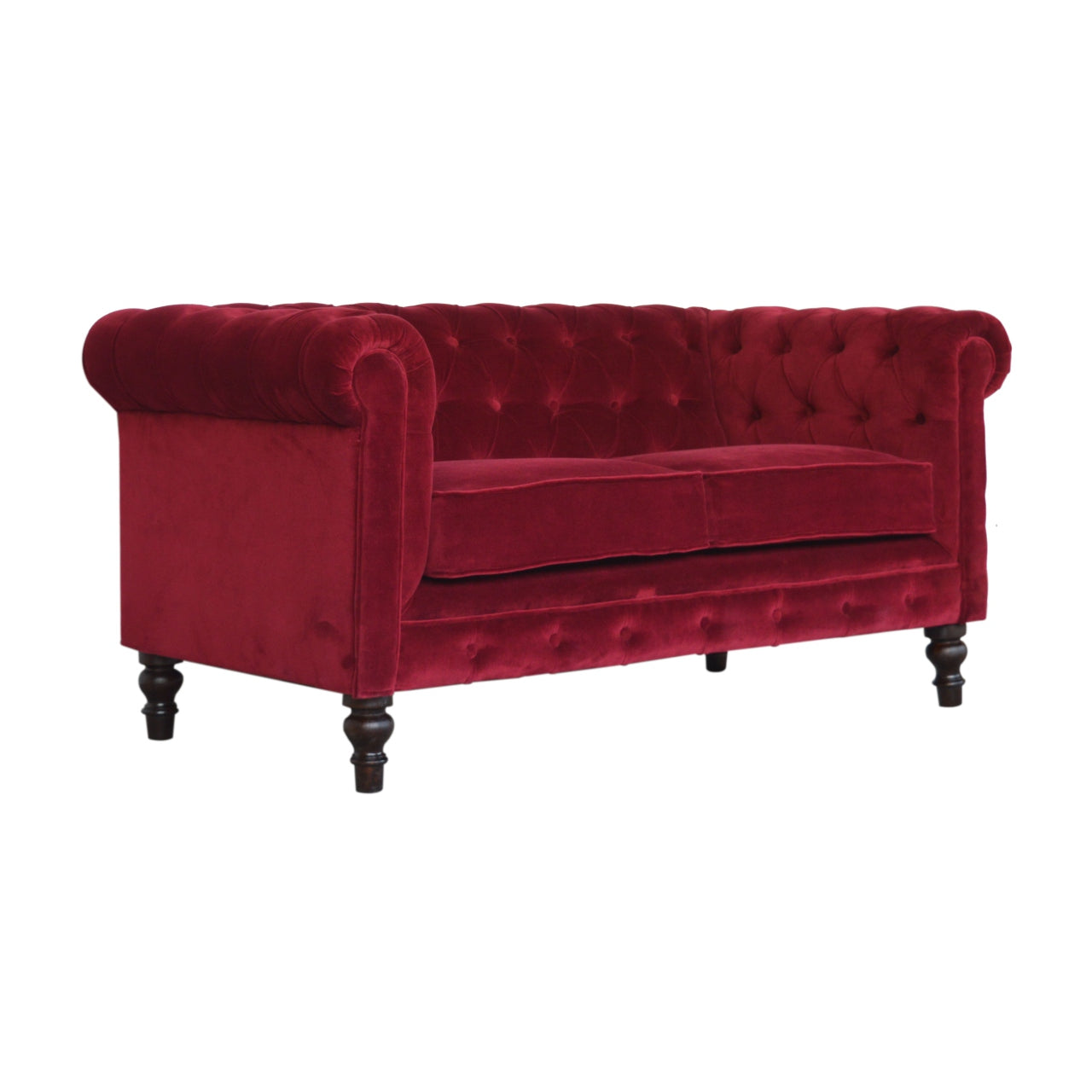 Wine Red Velvet Chesterfield Sofa