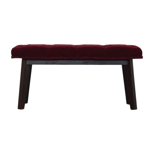 Wine Red Velvet Hallway Bench