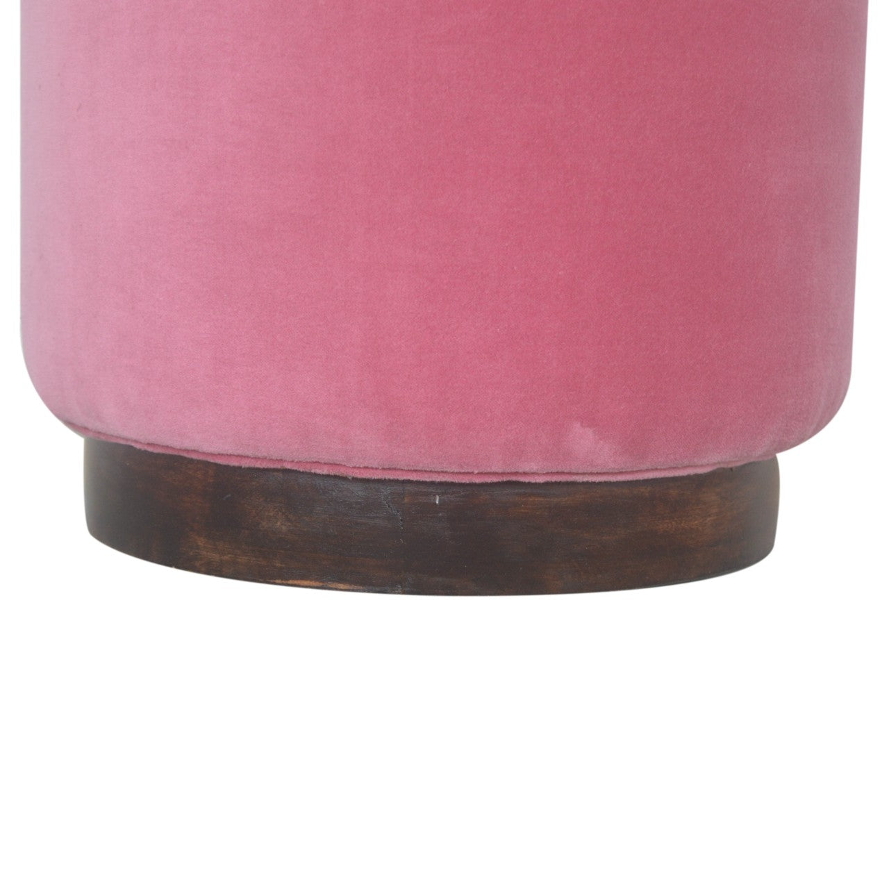 Pink Velvet Wooden Footstool