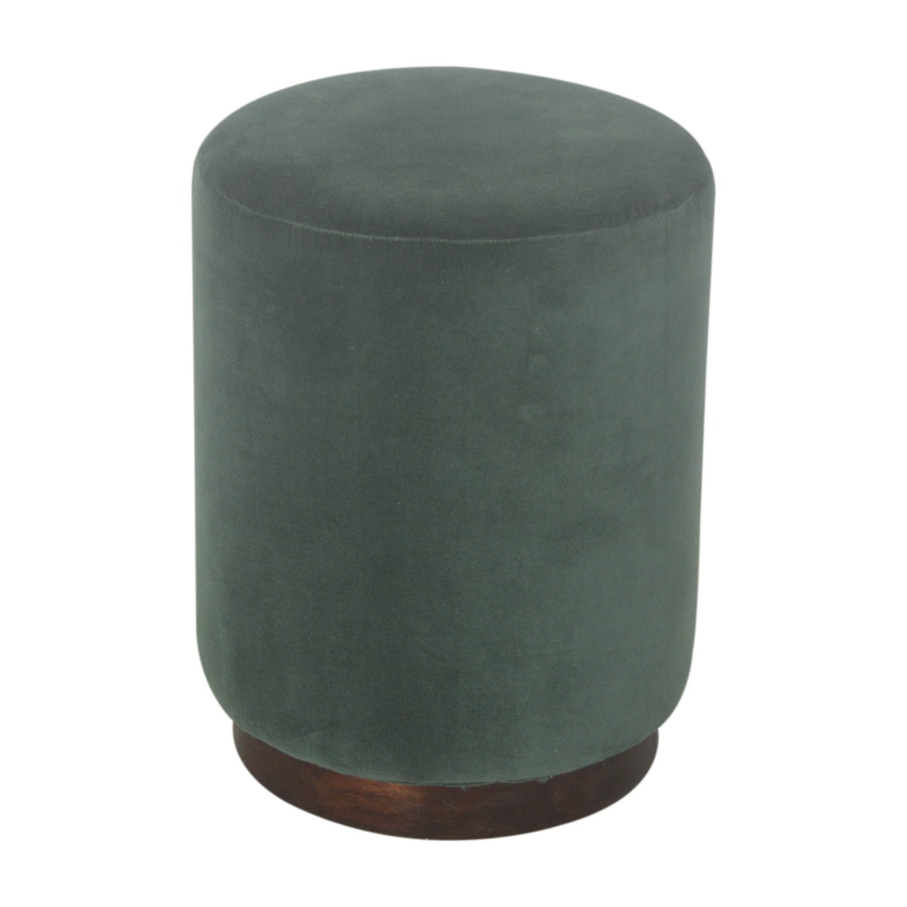 emerald-footstool-with-wood-base-1at Willow and Wine!