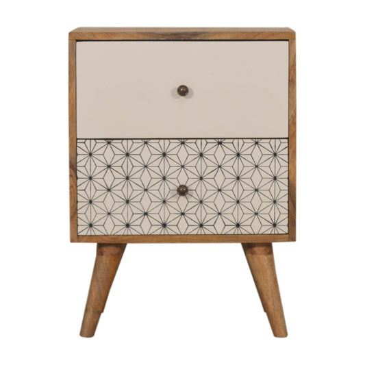 geo-screen-printed-2-tone-bedside-1at Willow and Wine!