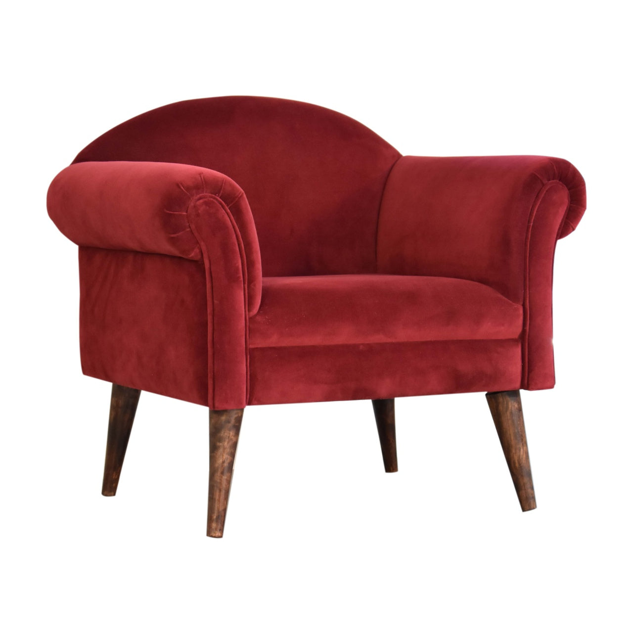 Wine Velvet Nordic Style Armchair