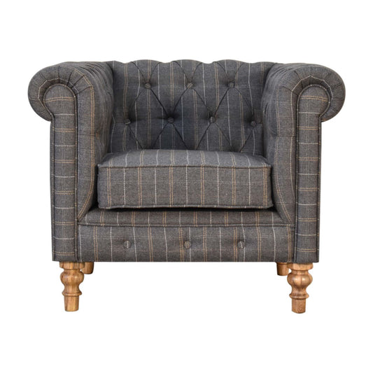 Pewter Tweed Chesterfield Armchair