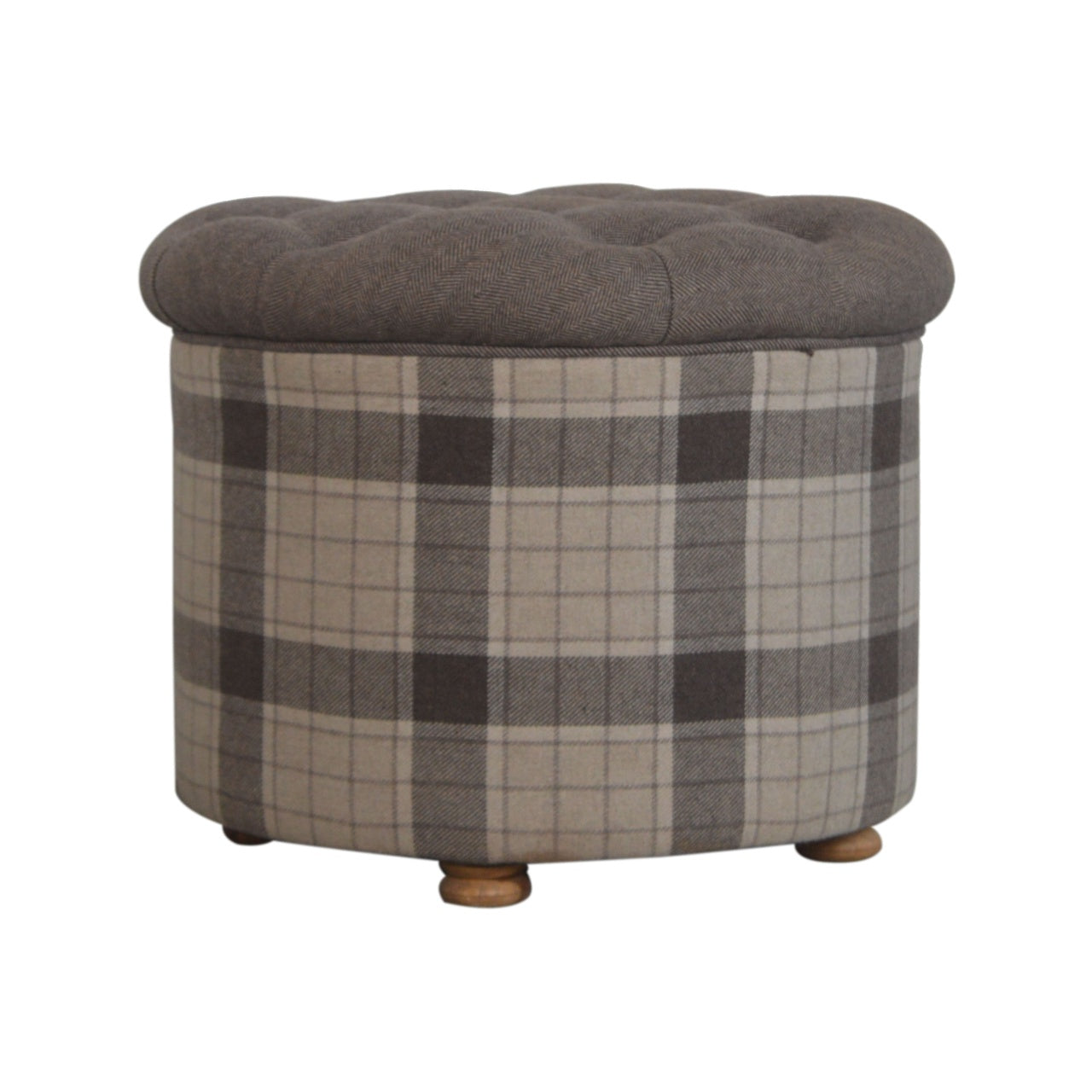 deep-button-round-checked-footstool-1at Willow and Wine!