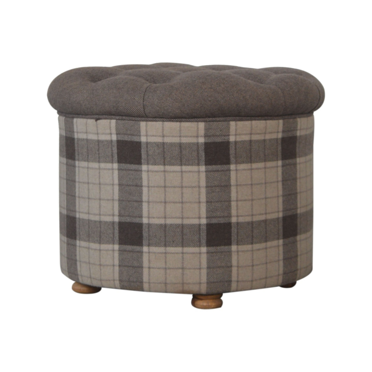 deep-button-round-checked-footstool-1at Willow and Wine!