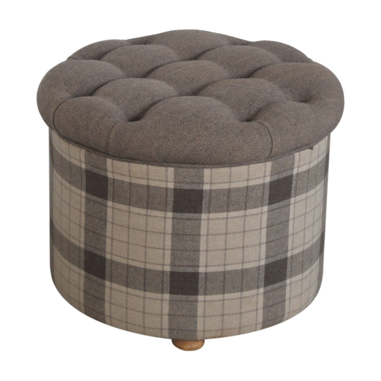 deep-button-round-checked-footstool-1at Willow and Wine!